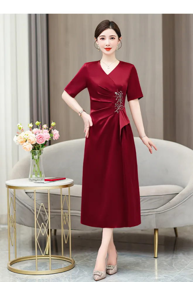 Elegant Burgundy Mother Wedding Dress 2025 New High-end Plus Size