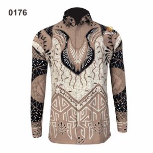 Kemeja Batik Alisan n Dasi Cream Lengan Panjang Reguler Slimfit