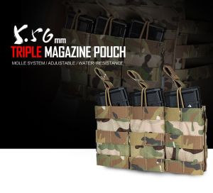 IDOGEAR Tactical 5.56 223 Magazine Pouch MOLLE Modular Triple Open Top Mag Pouch 3547