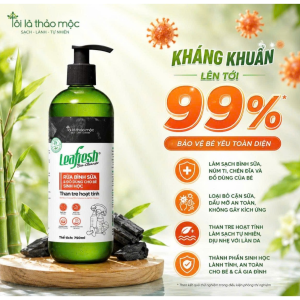 Nước Rửa Bình Sữa Leafresh Sinh Học 750ml – Than Tre Hoạt Tính Làm Sạch Cặn Sữa Và Dụng Cụ Bé