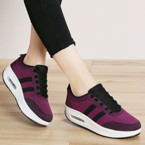 Best Sellers Women Korean Fashion Air Cushion Jogging Sneakers Breathable Mesh Thick Sole Casual Black Rubber Shoes For Women On Sale