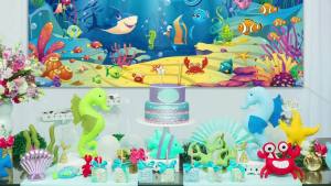 Hantar dari gudang tempatanUnder the Sea Birthday Party Backdrop Ocean Theme Party Decorations Banner Underwater Photo Background with Dolphin Shark Sea Animals for Kids Birthday Baby Showe
