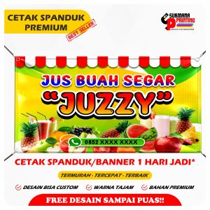 Cetak Spanduk Banner Jus Buah Segarrr/Kedai Juice Bahan Premium Flexi 280gr