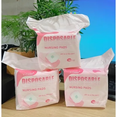 Miếng Lót Thấm Sữa VCOOL CAO CẤP 50 Miếng Siêu Chống Thấm Chống Tràn An Toàn Tiết Kiệm ( túi Hồng)