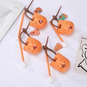 Dễ thương capibara cá gỗ vui giải nén đồ chơi Công Đức + 1 muyu giải nén móc khóa âm thanh nhạc cụ gõ may mắn đồ chơi bằng gỗ