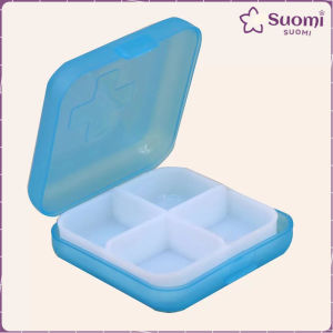 Suomi Portable 4 Slots Medicine Box Mini Storage Box Colourful Family First Aid Drug Box Organiser