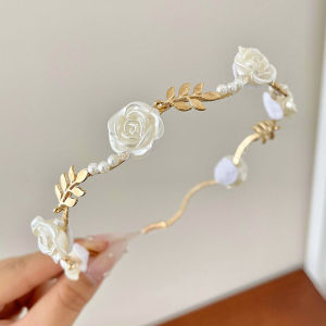 ALENADAY Bando Mutiara Bunga Mawar Emas Bondu Korea Style Fashion Wanita Cantik Elegan BND17