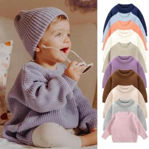 DGUKYM Ins New Baby Round Neck Sweater  Boys Girls and Children Autumn  Winter Loose Knitted Jacket Sweater DG411051