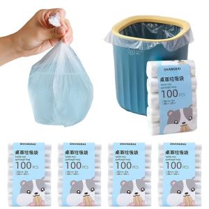 DADOMYD 100 Pieces Mini Garbage Bags Small Disposable Desktop Trash Bags Durable Thick Plastic Bags for Tabletop Use