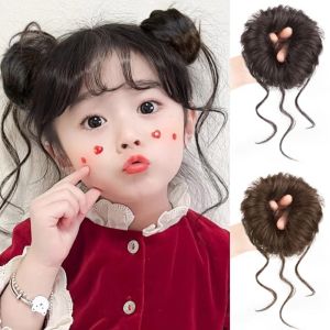 HUNIU Curly Chignon Kids Messy Hair Bun Hair Band Hair Extensions False Hair Pieces Sweet Natural Synthetic Scrunchies for Children