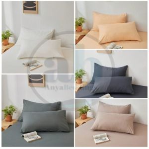 2 PCS (PAIR)  16X23 I 18X28 I 20X30 HOTEL QUALITY PLAIN COLOR PILLOWCASE WITH ZIPPER CANADIAN COTTON