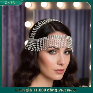 QK FA ✨ 1 cái Phụ kiện tóc phụ nữ cổ điển Hollow lưới tua mũ nón Bohemian Rhinestone đầu chuỗi hat khiêu vũ thực hiện đồ trang sức