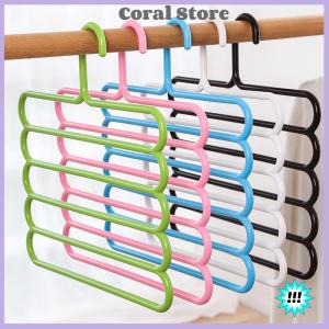 【Coral】💖【HOT SALE】🎈🎈 ที่แขวนเสื้อผ้าที่แขวนกางเกงขายาวที่เก็บของในตู้เสื้อผ้าที่แขวนผ้าเช็ดตัวผ้าพันคอ5ชั้นจัดระเบียบ