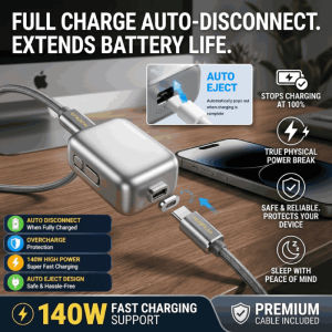 Smart 140W Charging Adapter Fast Charging Device Auto Eject Charger Intelligent Power Off Safety Protection Charger For Phone Laptop Tablet Portable Accessory