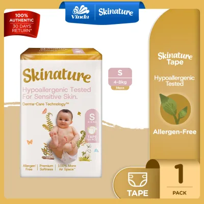 Skinature Baby Diaper NB66s/ S58s/ M44s/ L38s/ XL32s (1 Pack) - Super Soft & Allergen-free