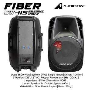 AUDIO ONE Speaker 15 Inch Pasif Aktif ZX 115 Monitor Bluetooth USB MP3 Original Box Fiber | DM