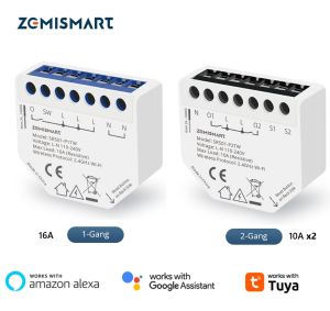 Zemismart 16A 1Gang/10A 2Gang WiFi Smart Relay Light Switch with Power MonitorMini Size Switch ModuleCompatible with Tuya Smart Life APPAlexa Google VoiceTimer Control