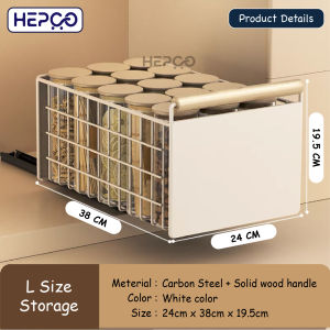 almari tarik rail rak dapur / Wood handle kitchen cabinet pull out basket / multi-function pull out basket