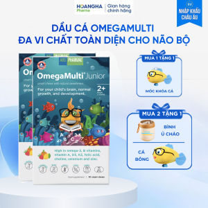 OmegaMulti Junior (Hộp 30 viên) - Viên Nhai Mềm DHA Bổ Mắt Dầu Cá Omega3 Hỗ Trợ Trẻ Học Không Tập Trung Hay Quên Ghi Nhớ Kém Phát Triển Trí Não