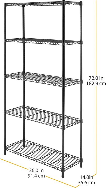 Whitmor Black Supreme 5 Tier Level Rack Adjustable Shelves Shelf ...