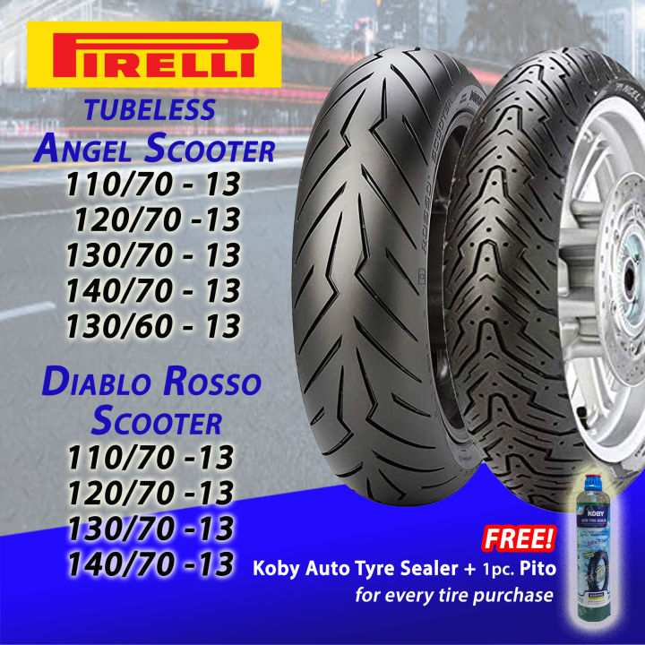 PIRELLI Angel Scooter Diablo Rosso RIM13 Tubeless Tires 110/70