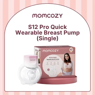 Momcozy Breast Pump S12 Pro Quick Hands-Free Wearable & Wireless Pump with DoubleFit Hybrid Flange 3 Modes & 9 Levels Electric Pump Portable Smart Display 24mm Flange 1 Count