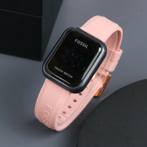 Box Exclusive Jam Tangan Fos Digital Persegi Hitam VA-548HA / Jam Tangan Fashion Wanita Tali Rubber Diameter 35 cm