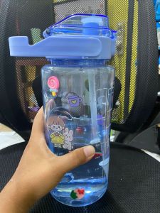 Botol minum viral jumbo 2 liter penanda waktu botol minum 2000ml bening