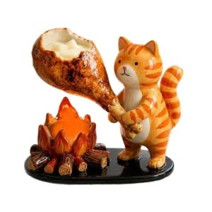 DANDARU Cartoon Tealight Holder Animal Shape Cat Dog Fox Decorative Candle Rack  Resin Holiday Ornament Home Decor