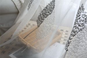 Rèm Voan Thêu Họa Tiết Lá Trang Trí Phong Khách  Phòng Ngủ - Rèm Phong Cách Châu Âu