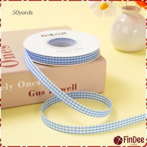 FinDee ริบบิ้นผ้าลายสก็อต ยาว 50 หลา ใช้สำหรับทำโบว์ ผูกของขวัญ งาน Diy ต่างๆ 1 ม้วน Decorative ribbon