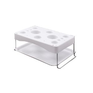 SWEET TIM Stainless Steel Feet Icing Bag Holder Multi Holes Foldable Decorating Tip Bags Shelf Practical with Tray Piping Bag Placement Stand Kitchen