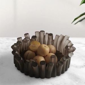 FFBH Transparent Fruit Bowl Vintage Tray Modern Living Room Luxury Aesthetic Storage Trays Household Desktop Resin Plates Accessories 2B5Z7