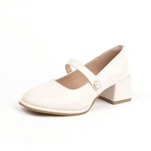 Martini Classy Office Mary Jane Shoes with Block Heels For Womem Black 2 inches