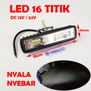 Lampu Led Bar Mini 16 titik DC 12V 24V nyebar Putih Work Light DRL Foglamp Kabut Mundur Mobil Motor