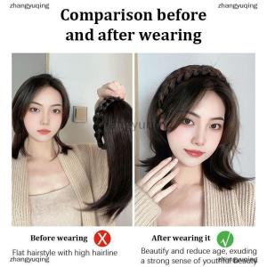[COD] zhangyuqing Wig For Woman Short Hair Headband With Hair Wig Fish Bone With Wig Integrated Hair Patch Hair Accessories