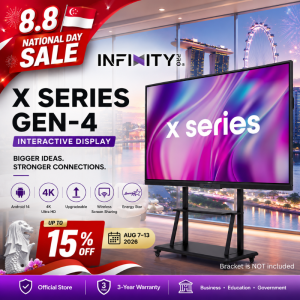 InfinityPro X Series Gen-4 4K Interactive Display Whiteboard Monitors Touchscreen Smart Board for Classroom & Office