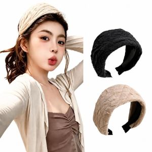 SEEDING Pleated Wide Hairband High Head Thickened Hair Hoop  Stretchy Fabric Hair Bands Hair Accessories