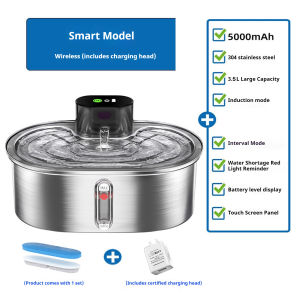 Hispet Wireless Pet Water Fountain WF500 for Cat and Dog Automatic Stainless Steel Water Purifier 5000mAh/3.5L