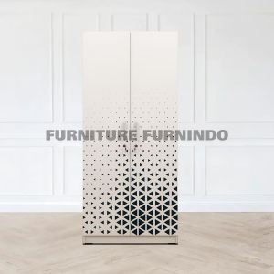 LEMARI PAKAIAN 2 PINTU JUMBO ALONA FULL KUNCI GANTUNGAN PUTIH