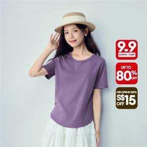 Giordano Beau Monde Women Seam detail crewneck short sleeve tee Free Shipping 13326501