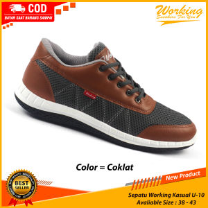 Sepatu Pria Casual U-10 warna coklat / Sneakers Import Pria Wanita Casual Running Santai Sport Fashion Bisa COD