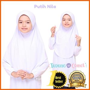 TUDUNGSICOMEL Tudung Instant Sarung Pra Sekolah Prasekolah Tadika Kemas Uniform – Putih Nila Mutiara -RE STORE
