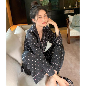 Cardigan Ladies Pajamas Long Sleeve Spring and Summer Ice Silk Girls Leisure Comfortable Home Clothes Pijamas Women Satin Silk