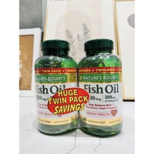 Dầu cá Natures Bounty Fish Oil 1200mg và 1400mg. - - Giảm bớt nguy cơ đột tử do tim ở những người bị bệnh tim  - Nâng cao trí lực chống thoái hóa não ngăn ngừa các nếp nhăn  - Bồi dưỡng mô võng mạc mắt giúp sáng mắt giảm mỏi mắt