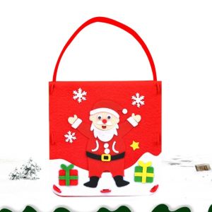 CYI47 Non-woven Fabric DIY Xmas Candy Bag Santa Claus Snowman Christmas Bag Toy Handicrafts Handmade Portable Elk Handbag Kindergarten