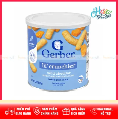Bánh Ăn Dặm Gerber Lil Crunchies Cho Bé Từ 8 Tháng 42g (Phô Mai / Rau Củ) – Gerber Baked Grain Snack
