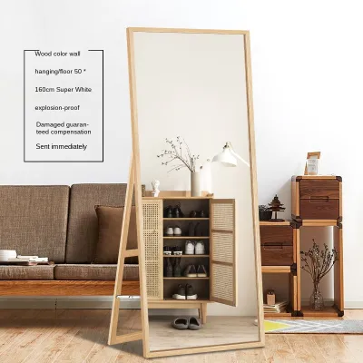 （Ships within 24 hours）Floor & Full Length Mirrors Floor Standing Full Length Mirror Wooden Framed with Stand Rustic Wall Mounted or Leaning Mirror for Bedroom Living Room Dressing Room Large size