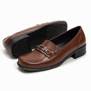 Sepatu Pantofel Wanita Formal Kerja Kantor Kulit  V011 (Coklat)