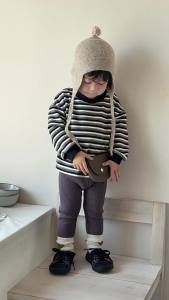Childrens striped sweatshirt and leggings two-piece set for autumn 2025 Baby clothes Korean-style childrens clothing boys suits